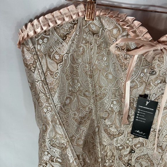NWT alivila y fashion rose gold paisley corset size 5XL - Picture 5 of 11